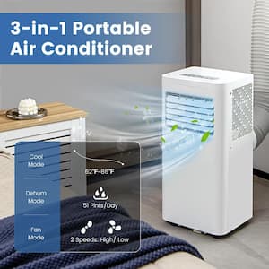 5,000 BTU Portable Air Conditioner Cools 250 Sq. Ft. with Dehumidifier and Remote in White