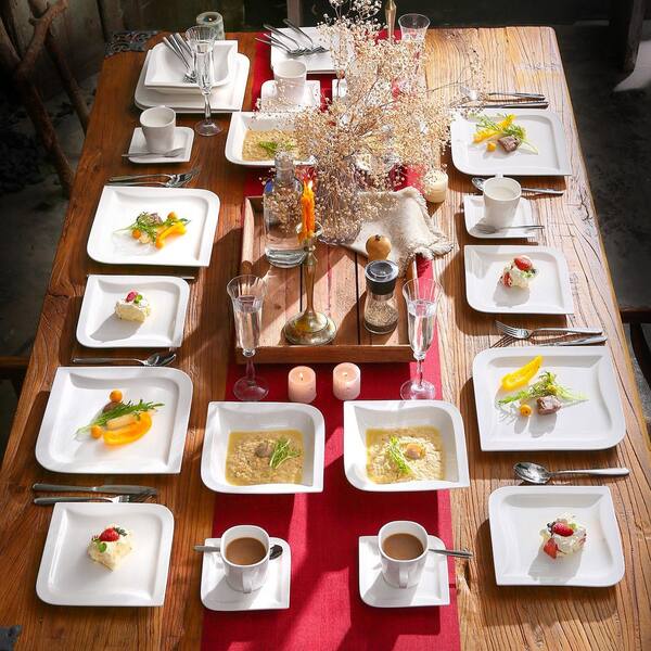 MALACASA 50-Piece Neutral White Porcelain Dinnerware Set ELISA-50 - The  Home Depot