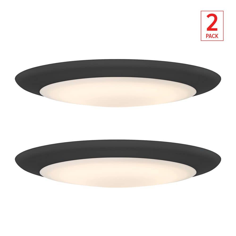 13 in. Matte Black Selectable 5CCT Integrated LED Round Disk Flush Mount, 2-Pack price history on PriceWatchPro