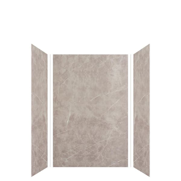 Transolid Expressions 36 in. x 48 in. x 72 in. 3-Piece Easy Up Adhesive Alcove Shower Wall Surround in Dover Stone