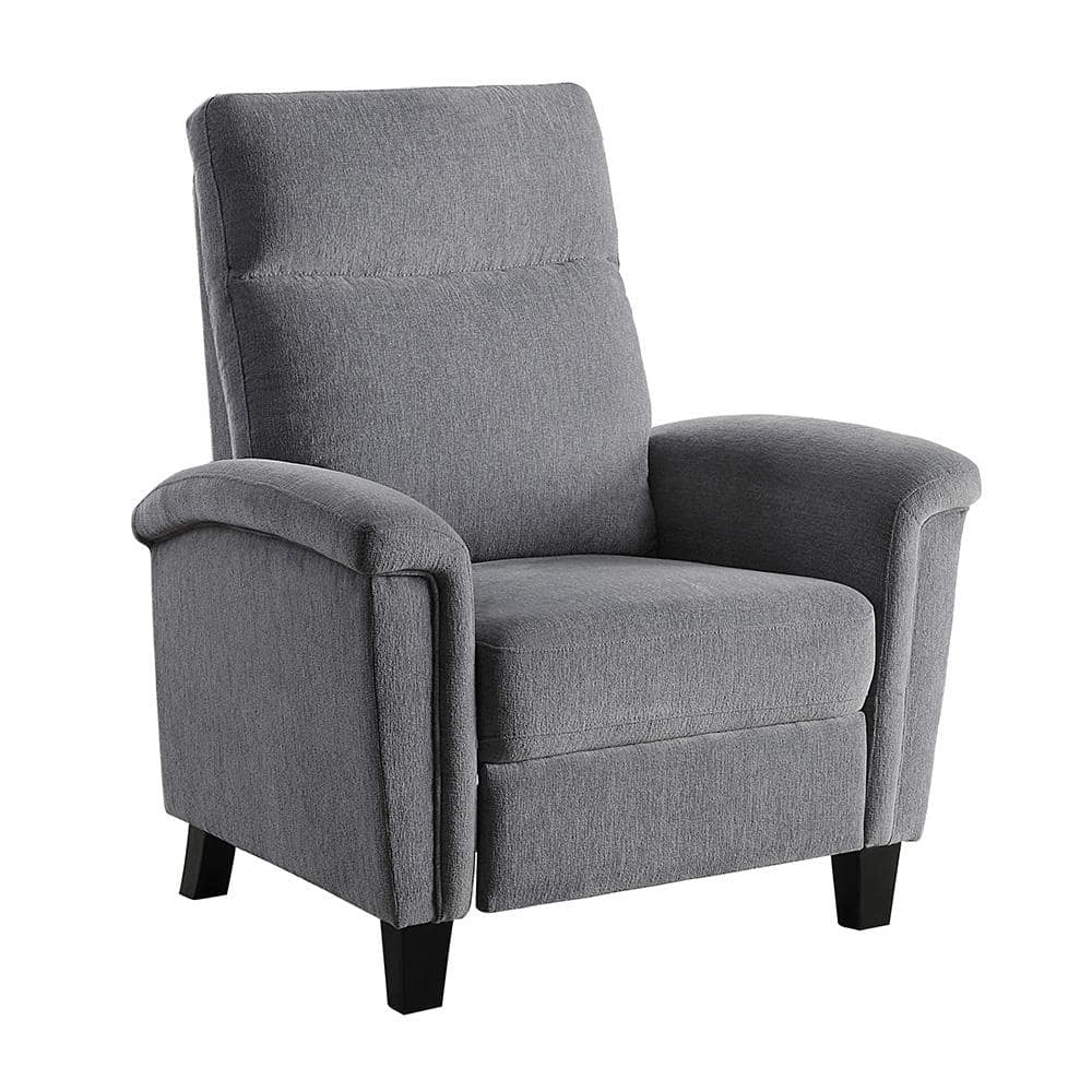 Aragon Gray Chenille Upholstered Push Back Recliner