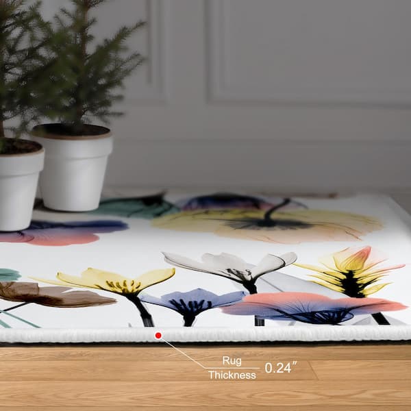 Multi-Colored 5 ft. x 8 ft. Floral Pleasures I Washable Flowers Art Area Rug