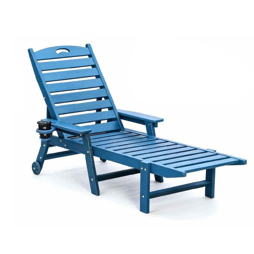Navy Blue Plastic Outdoor Chaise Lounge with 4-Position Adjustable Backrest, 400 LBS Load Capacity price history on PriceWatchPro