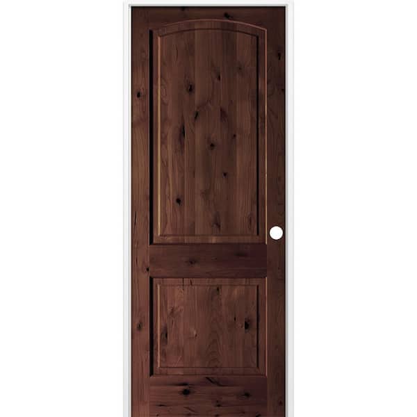 Krosswood Doors 36 in. x 96 in. Rustic 2-Panel Arch Top Left-Hand Red ...