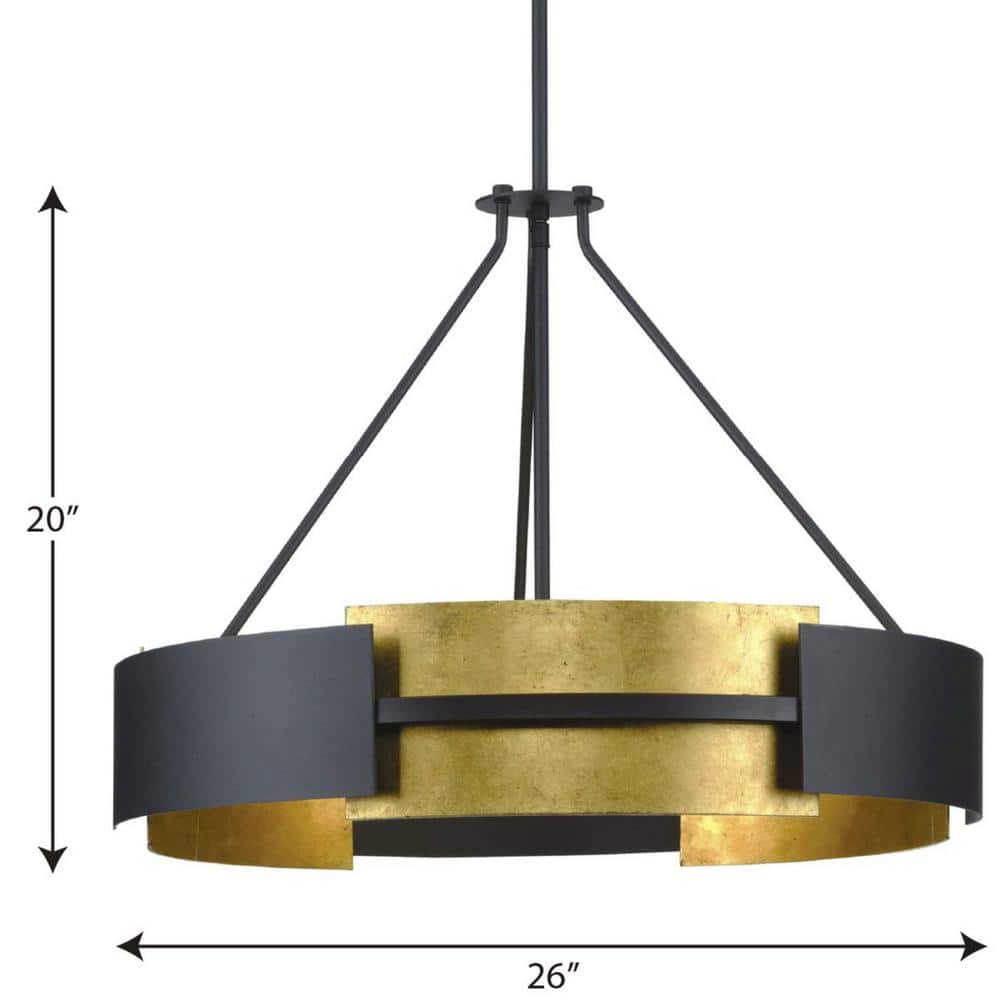 Lowery 26" Black and Gold Drum Pendant Light