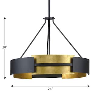 Lowery Collection 5-Light Black/Distressed Gold Luxe Pendant Hanging Light