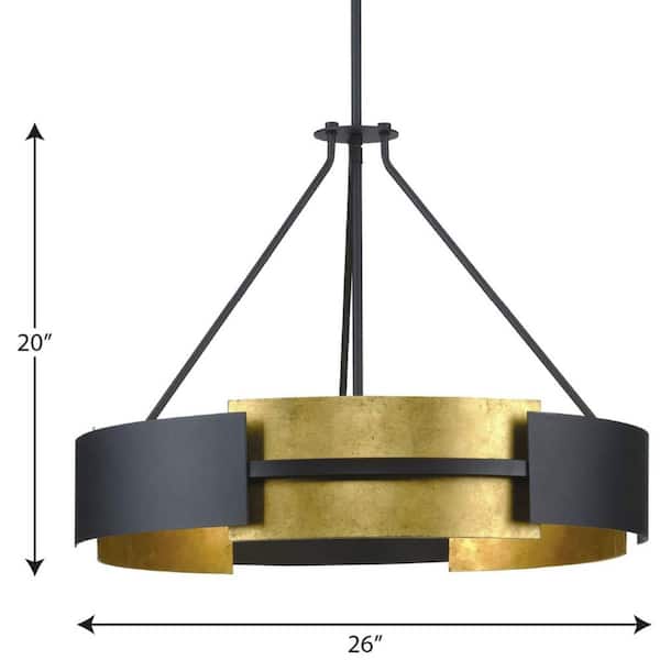 Lowery Collection 5-Light Black/Distressed Gold Luxe Pendant Hanging Light