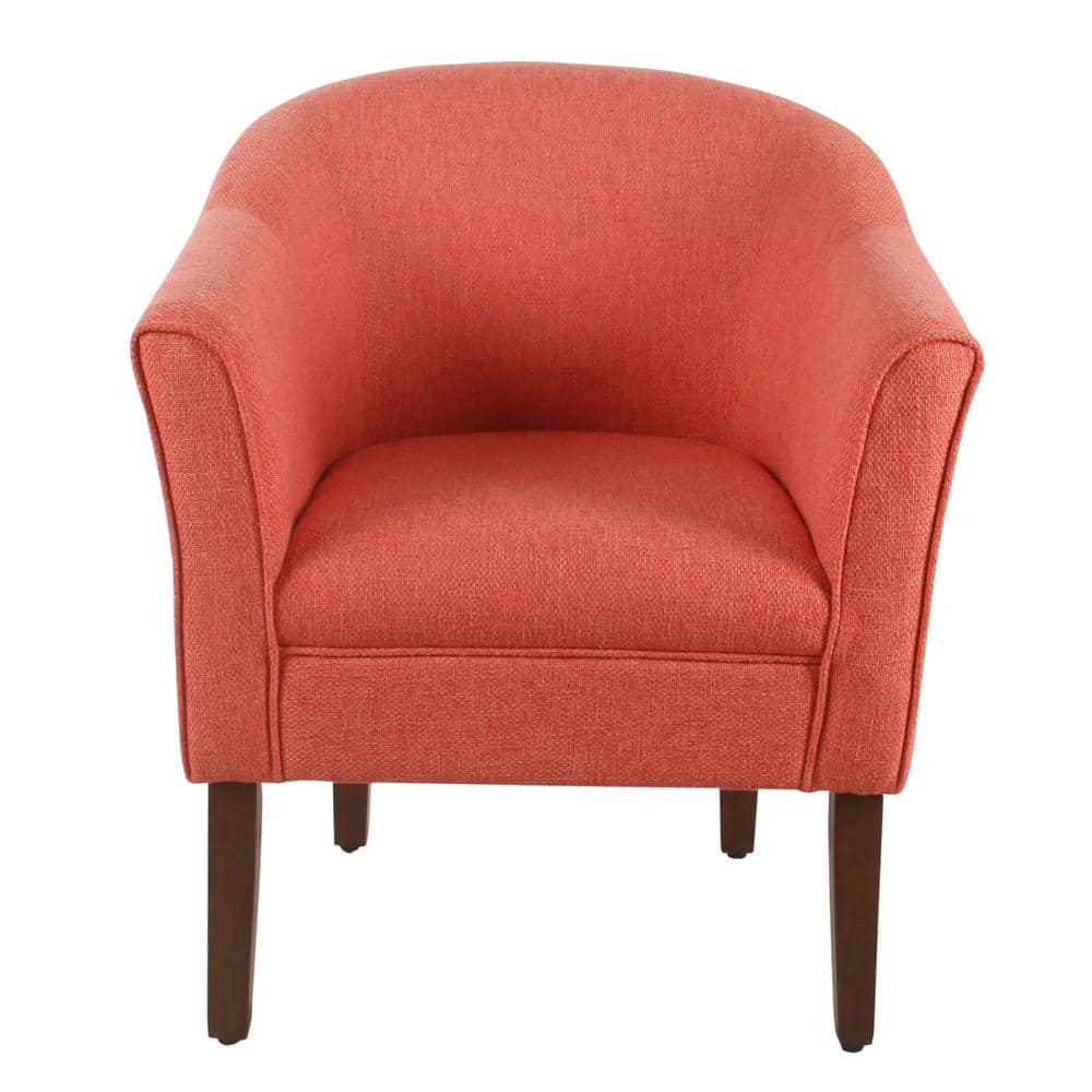 Modern Barrel Accent Chair in Lush Orange with Wood Legs