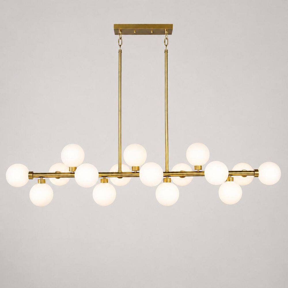 55 in 16-Light Gold Finish Globe Sputnik Chandelier with White Opal Glass Shade,Mid Century Kitchen Light ( No Bulbs ) price history on PriceWatchPro