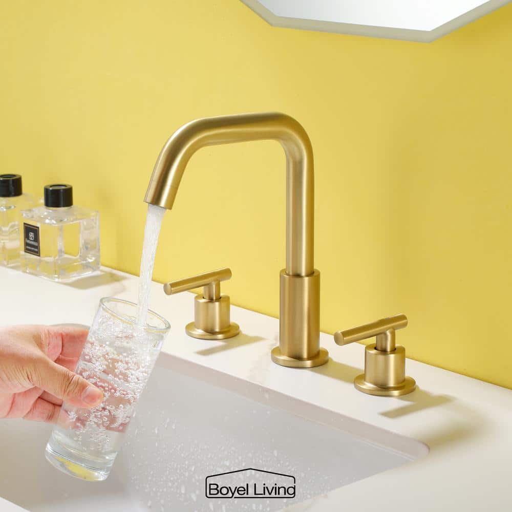 Brushed Gold Solid Brass Widespread Bathroom Faucet