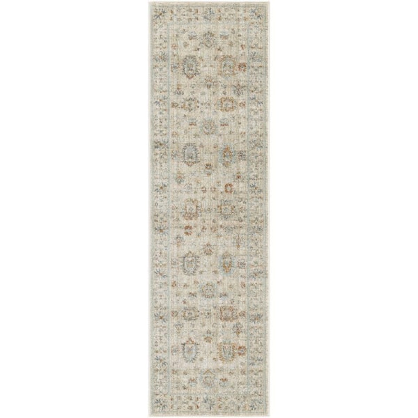 Traditional Home Ivory Beige 2 ft. x 8 ft. Distressed Traditional Runner Area Rug