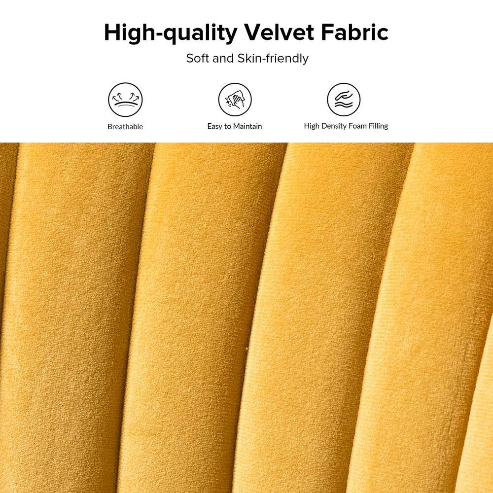Mustard Velvet Armless Accent Chair with Gold Legs