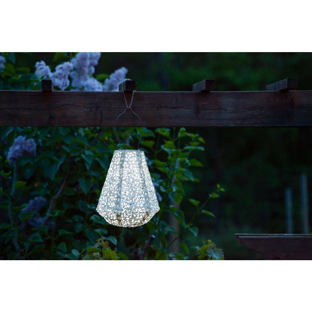 11'' Pearl Tyvek Solar Powered Outdoor Lantern