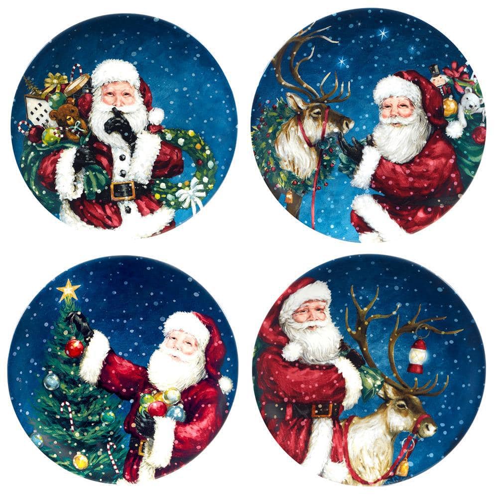  Multi-Colored Santa's Secret Dessert Plate (Set of 4)