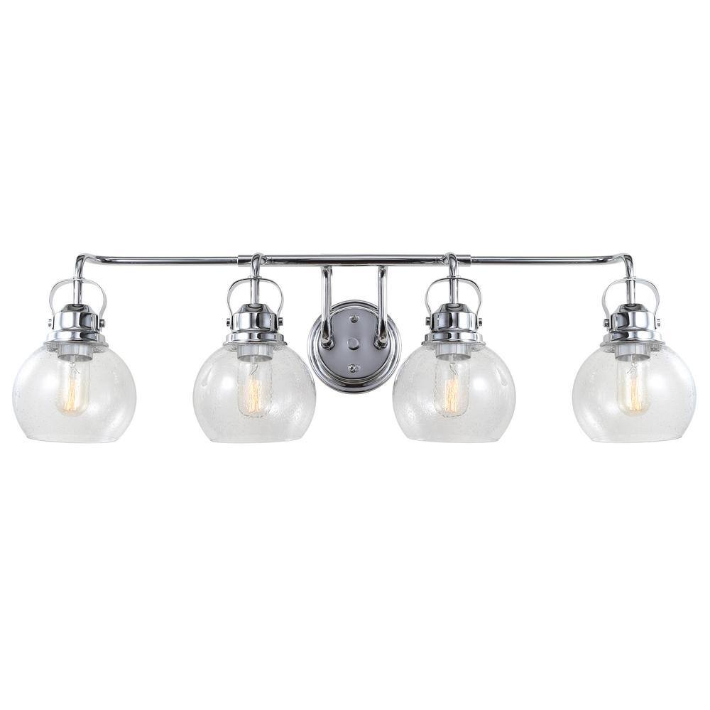 Shirley Modern 34" Chrome Polished Clear Glass Vanity Light