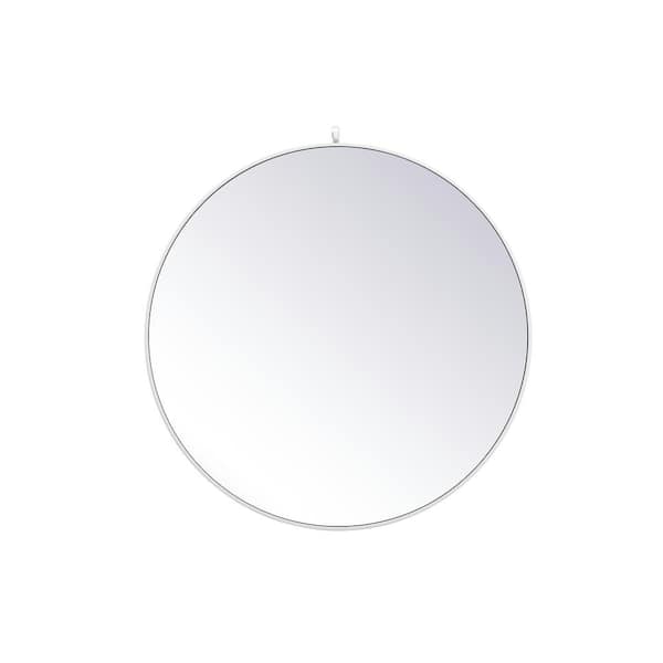 Unbranded Timeless Home 39 in. W x 39 in. H Midcentury Modern Metal Framed Round White Mirror