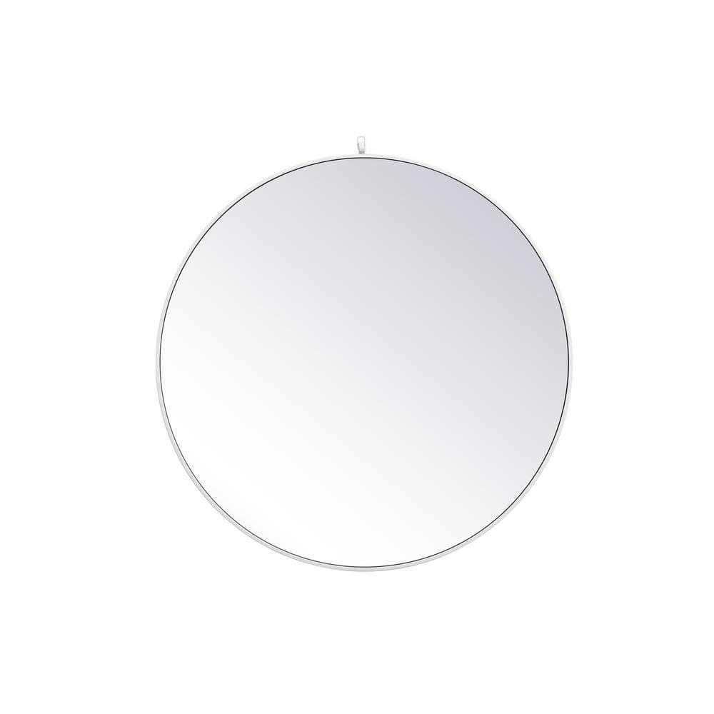 Medium Round White Modern Mirror (39 in. H x 39 in. W)