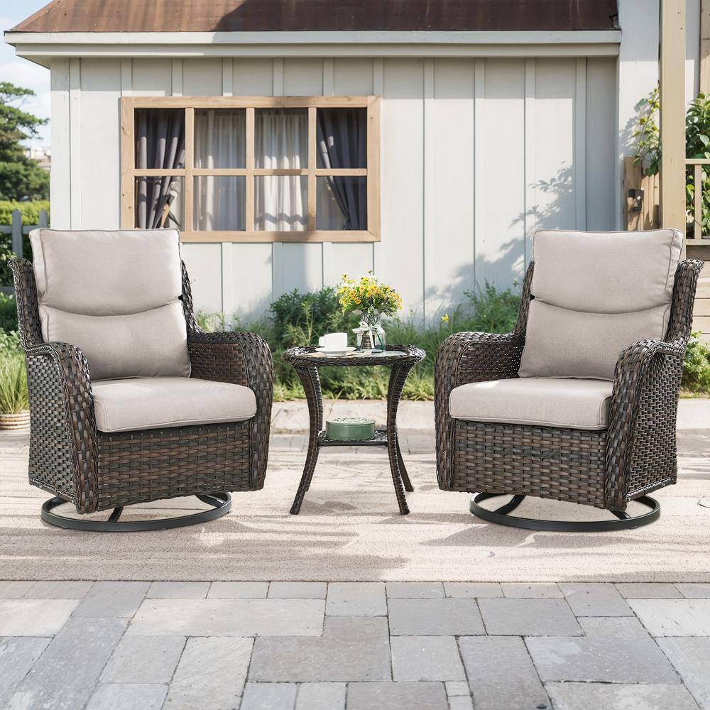 Reviews for Gymojoy Carolina Brown Wicker 3Piece Outdoor Swivel Glider
