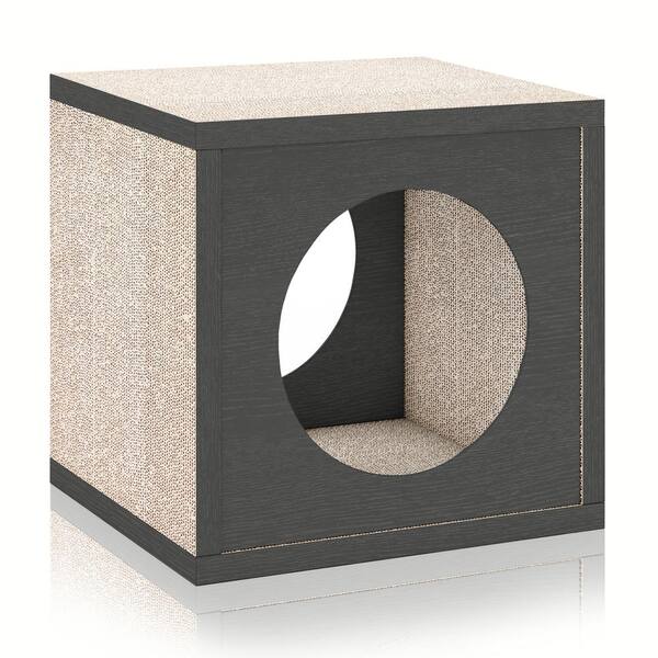 Way Basics Katsquare Charcoal Black Eco zBoard Paperboard Cat Cube Scratching Post