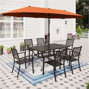 8-Piece Metal Patio Outdoor Dining Set with Umbrella