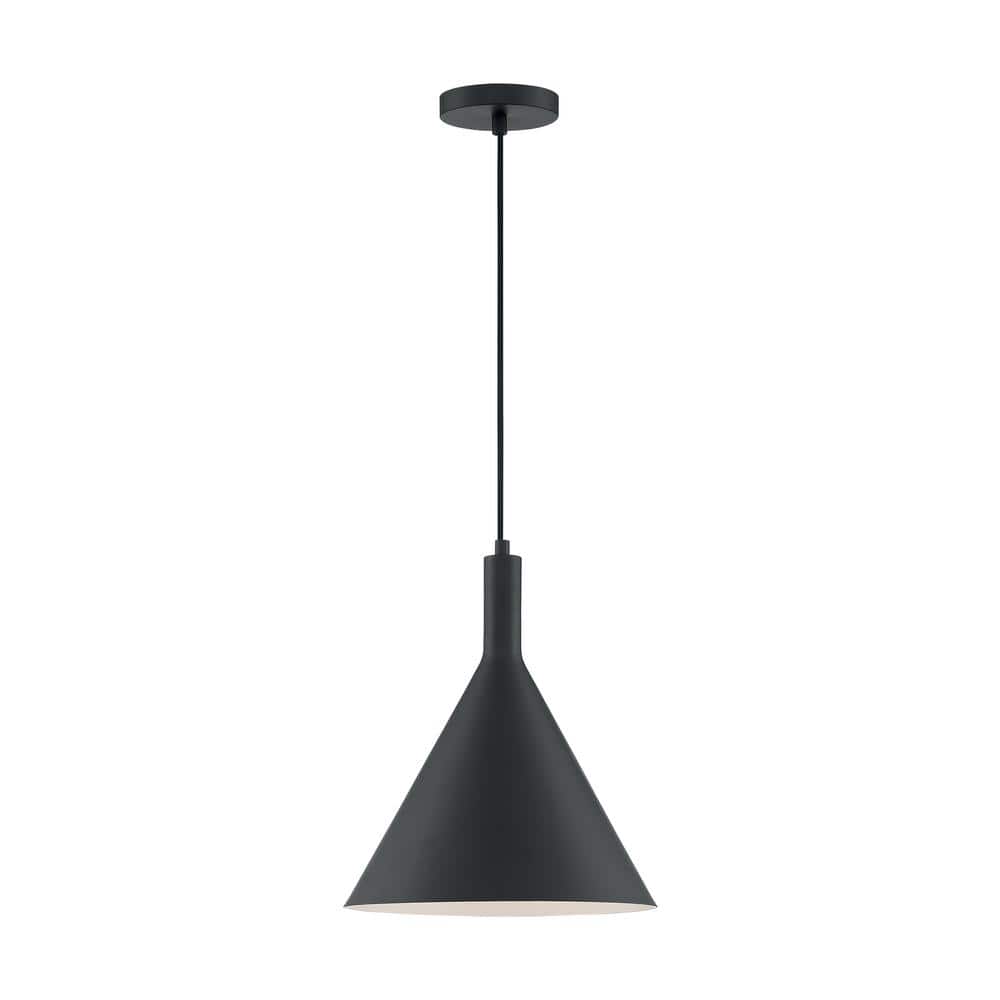 Matte Black Modern Funnel-Shaped LED Pendant Light