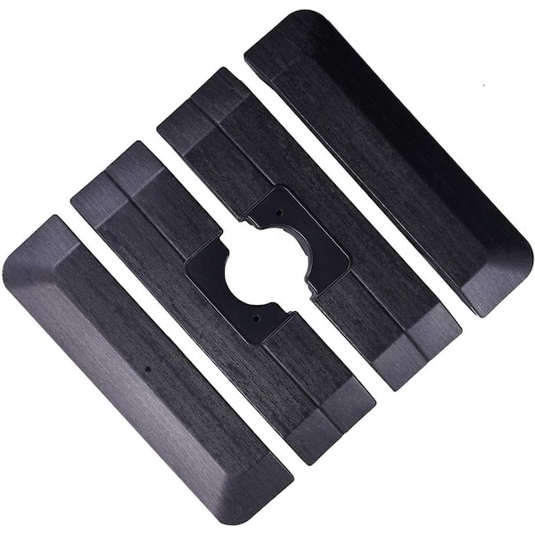 4-Piece PE Square Market Patio Umbrella Base Outdoor Stand in Black
