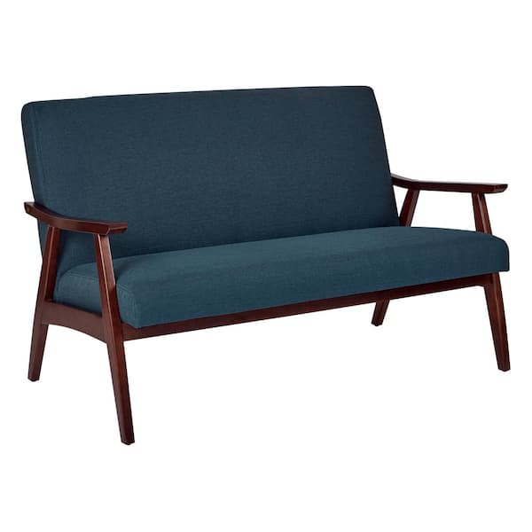 Office Star Products Davis 52 in. Azure Polyester 2-Seat Loveseat with Wood Frame