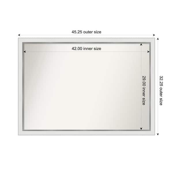 Amanti Art Medium Rectangle Satin White Silver Casual Mirror (32 in. H x 45 in. W)
