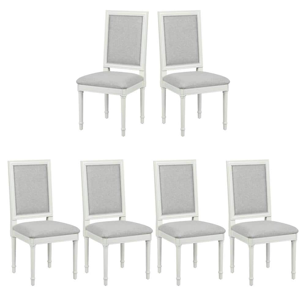 Homy Casa Zakir Beige Fabric Upholstered Dining Chairs with Solid Wood Legs (Set of 6), Beige-Zakir( box 2 of 3 only )