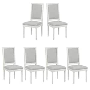 Zakir Beige Fabric Upholstered Dining Chairs with Solid Wood Legs (Set of 6)