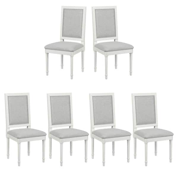 Homy Casa Zakir Beige Fabric Upholstered Dining Chairs with Solid Wood Legs (Set of 6)