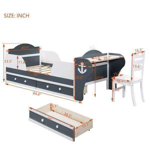 Twin size clearance pirate ship bed