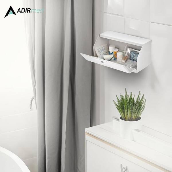 Vivacomfort 12.5 in. W x 6 in. H Medium White Metal Surface Mount Medicine Cabinet without Mirror with Lock