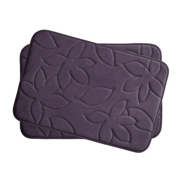 BounceComfort Blowing Leaves Plum 17 in. x 24 in. Memory Foam 2-Piece Bath Mat Set