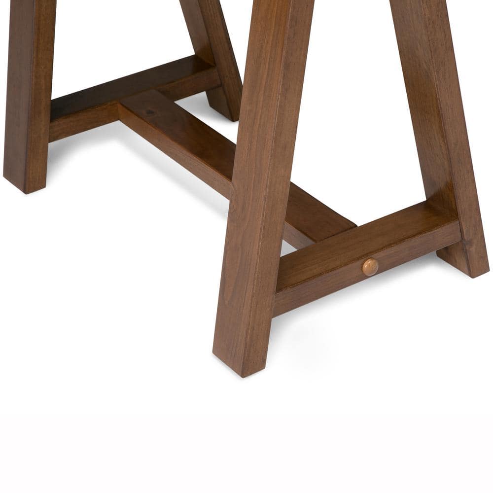 Sawhorse Solid Pine 60" Desk with Keyboard Tray in Medium Saddle Brown