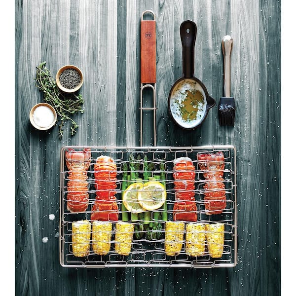 Chrome Flex Grill Basket Rosewood Handle