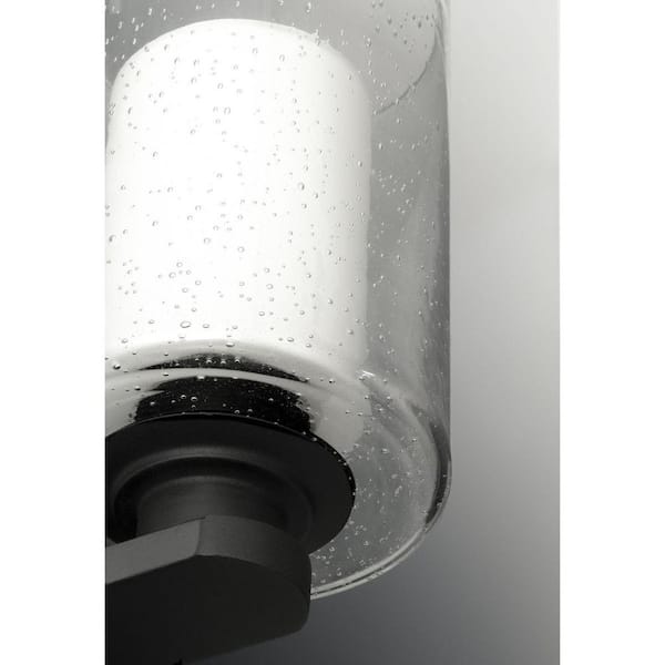 Compel Collection 1-Light Textured Black Clear Seeded Glass Modern Outdoor Post Lantern Light