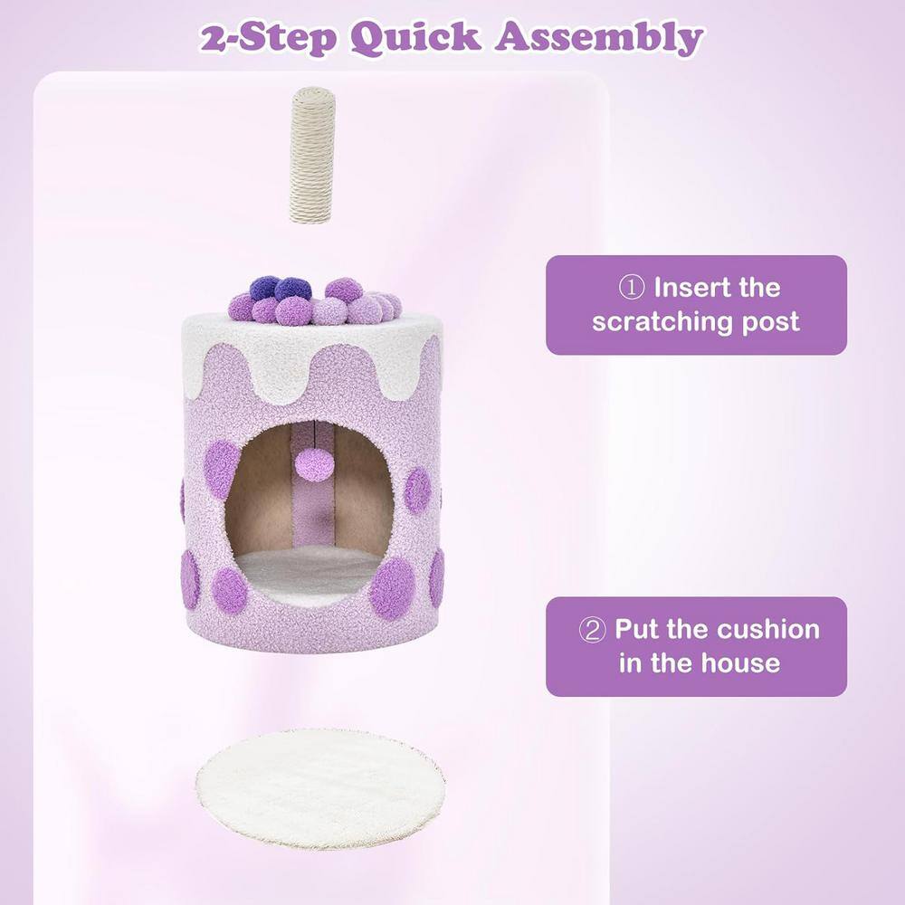 Purple Bubble Tea Cat Tree Tower with Sisal Scratching Post