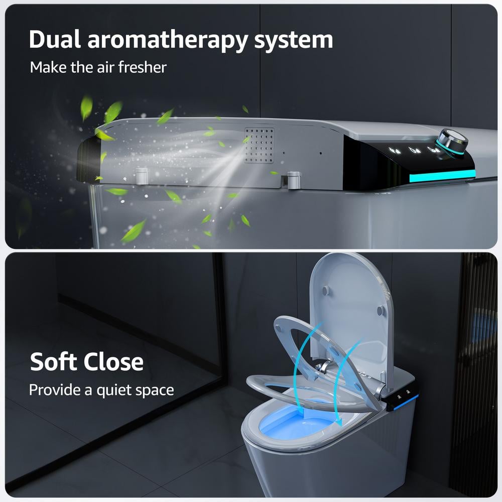 White Ceramic Electric Smart Bidet Toilet with Heated Seat