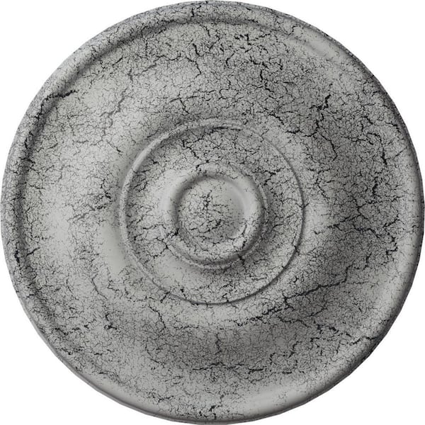Ekena Millwork 3/8 in. x 11-3/4 in. x 11-3/4 in. Polyurethane Jefferson Ceiling Medallion, Ultra Pure White Crackle