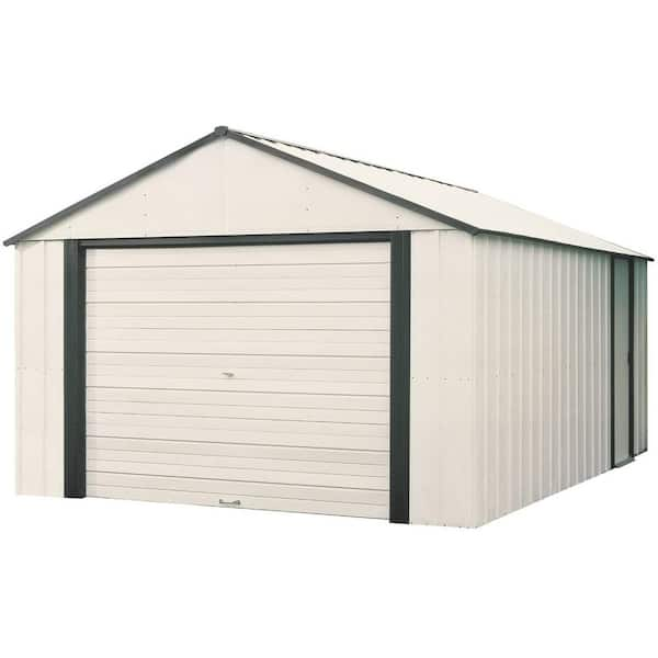 Arrow Murryhill 12 ft. W x 17 ft. D 2-Tone White Galvanized Vinyl-Coated Metal Garage Type Storage Shed