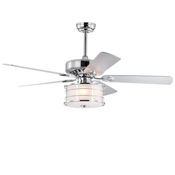 TaiMei Cyclora 52 in. Indoor Chrome 3-Light LED Ceiling Fan Remote Control Farmhouse Industrial