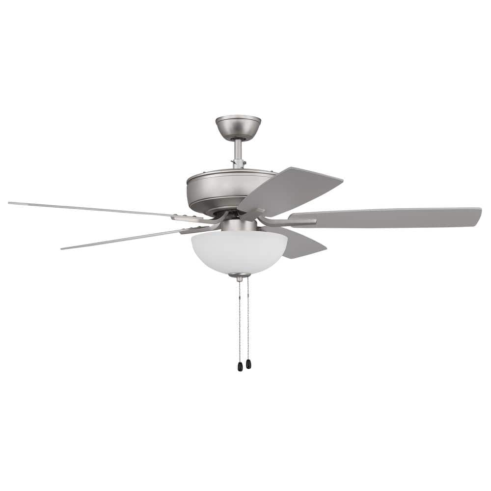 Pro Plus-211 52 in. Indoor Dual Mount Brushed Satin Nickel Ceiling Fan with Optional LED White Bowl Light Kit -  CRAFTMADE, P211BN5-52BNGW