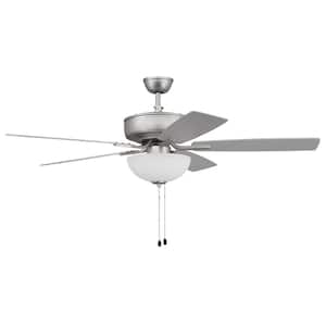 Pro Plus-211 52 in. Indoor Dual Mount Brushed Satin Nickel Ceiling Fan with Optional LED White Bowl Light Kit