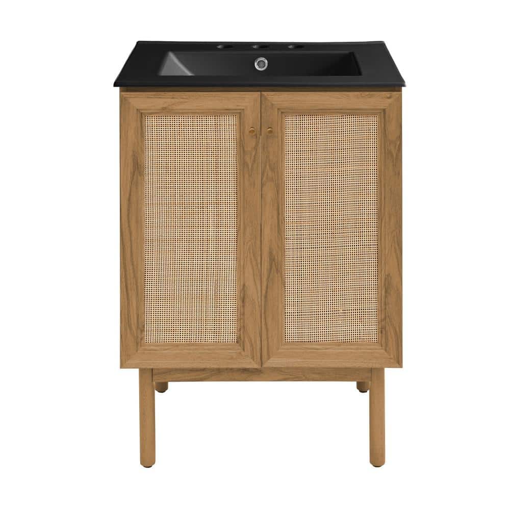 Classed 24 in. W Oak Bathroom Vanity with Black, 3-Hole Ceramic Sink Top price history on PriceWatchPro
