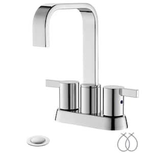 4 in. Center Set Waterfall Bathroom Sink Faucet, Chrome Finish with Rotatable 360-Degree, Swivel Laminar Stream Spout