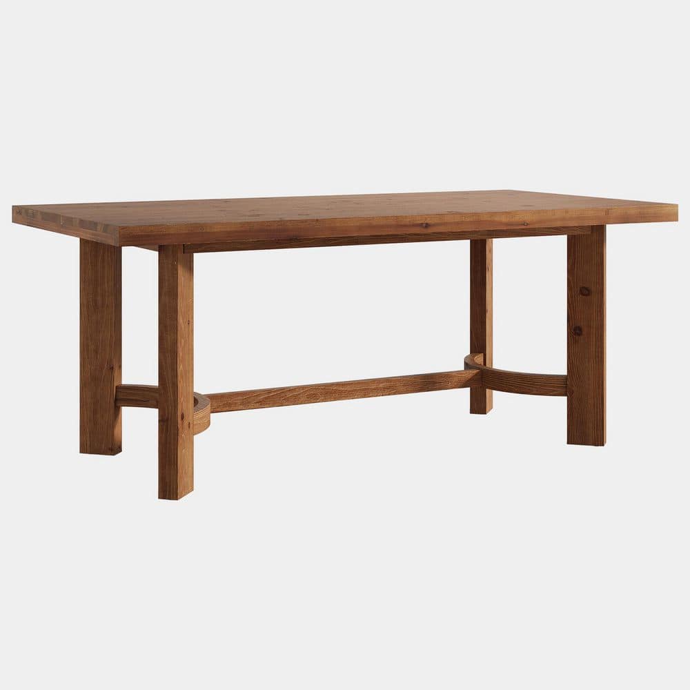 Roesler Brown Solid Wood Dining RoomTable, 63 in. Farmhouse Rectangle Double Pedestal Kitchen Dining Table Seats 6 price history on PriceWatchPro
