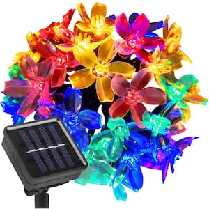 Outdoor 22 ft. Solar Flower Mini Bulb 50 LED String Light Multi-Color for Garden, Patio, Decor