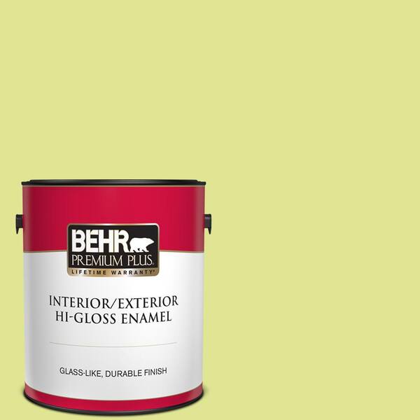 BEHR PREMIUM PLUS 1 gal. #410A-3 Honeydew Hi-Gloss Enamel Interior/Exterior Paint