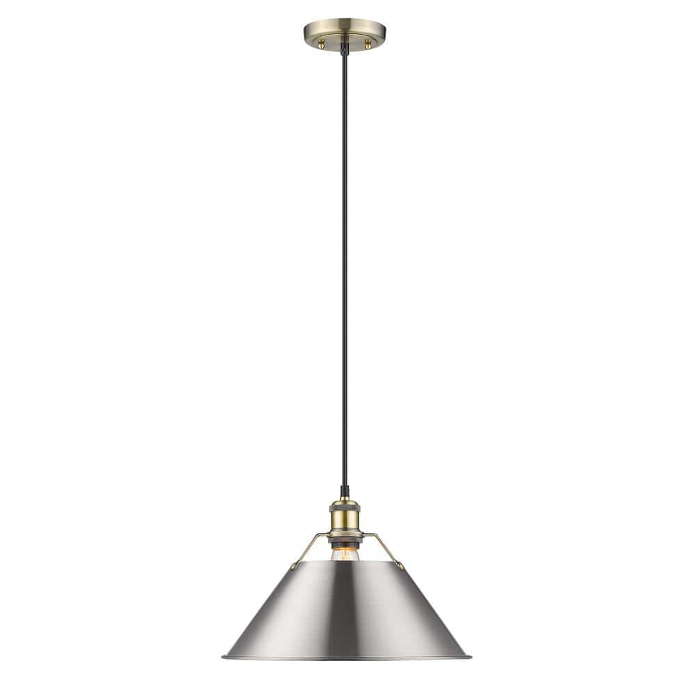 Orwell AB 1-Light Pendant - 14 in. in Aged Brass with Pewter Shade price history on PriceWatchPro